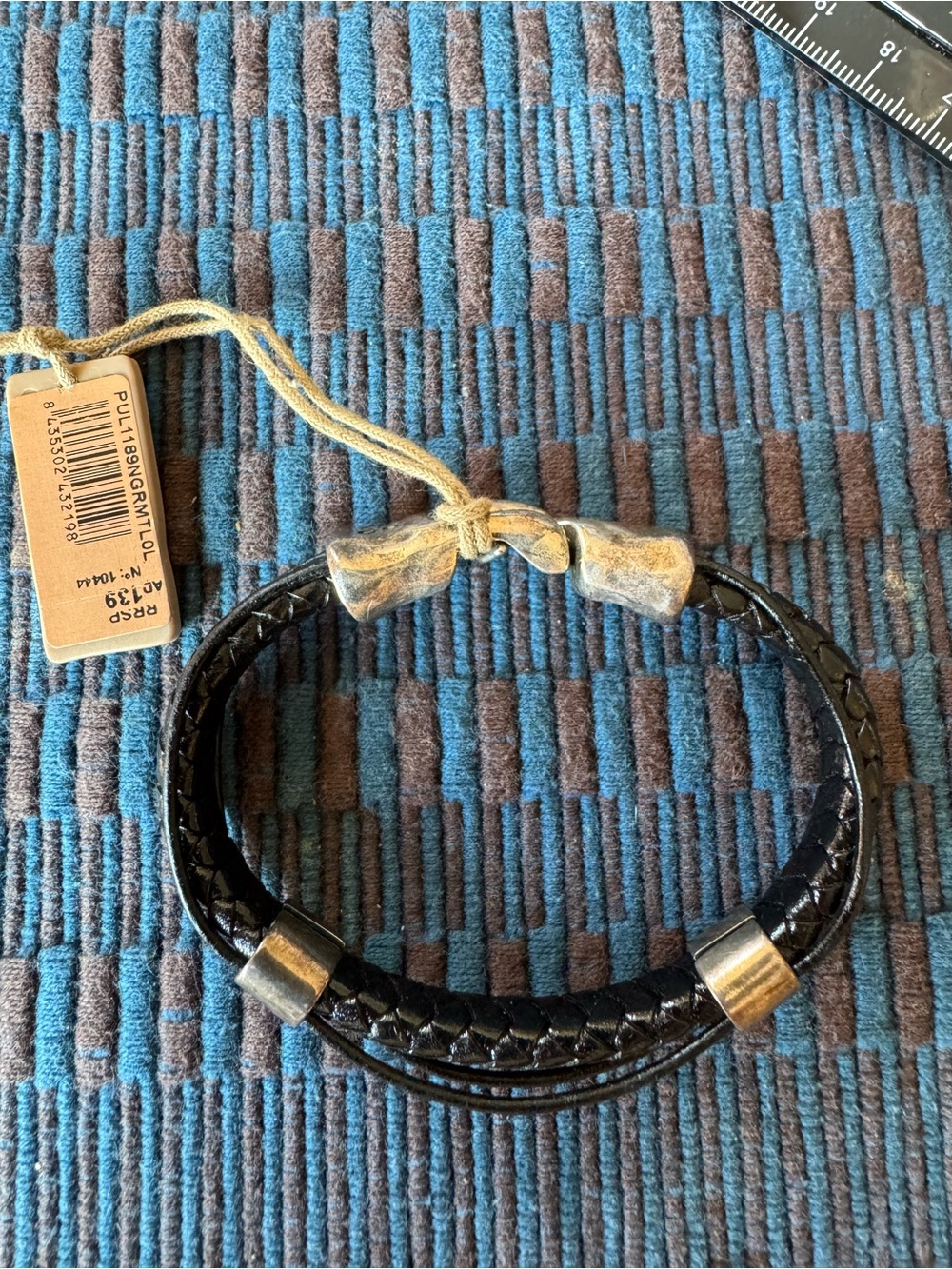 UNO de 50 Black Braided Leather Bracelet with Silver Accents